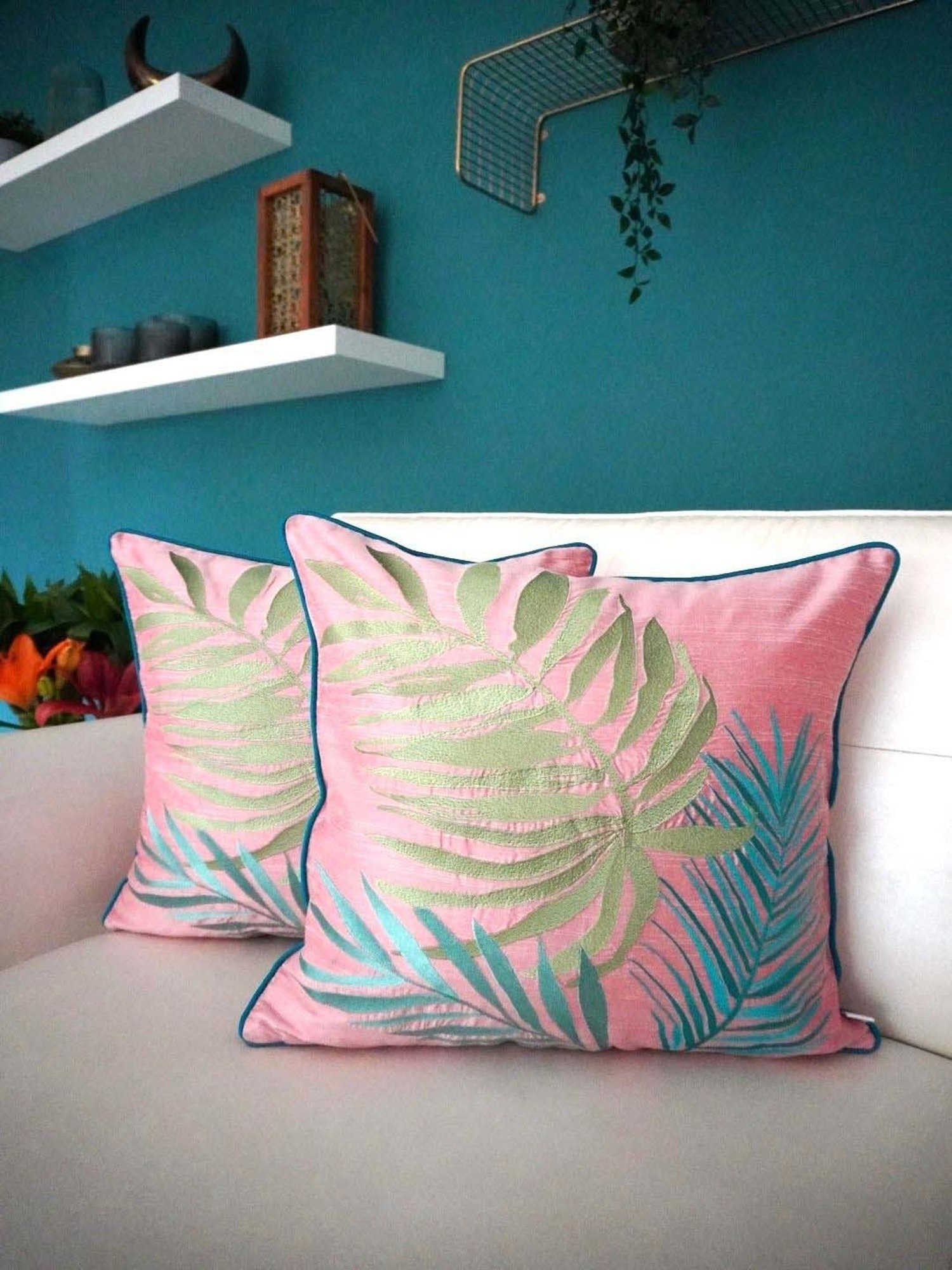 Swayam Multicolor Cotton 40 cm x 40 cm Cushion Covers - Set of 2