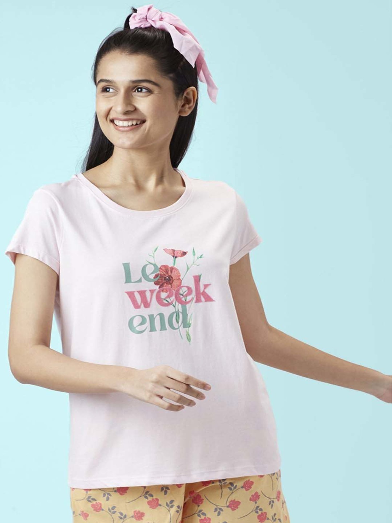 Dreamz by Pantaloons Pink Cotton Printed T-Shirt