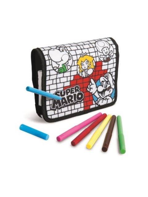 NINTENDO 3DS SUPER MARIO colorcraft case Includes 6 Markers