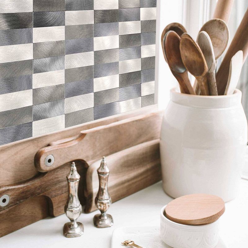 DIP Design is Personal 10pk Stack 12'' x 12'' Tiles Backsplash Silver Mix