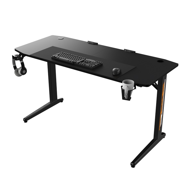 55" E-Sports Gaming Desk - NEO E-Sports Computer Desk Table with Large Size Ergonomic Surface and K-Shaped Heavy Duty Construction with Cup Holder Headphone Hook & 2 Cable Management Holes