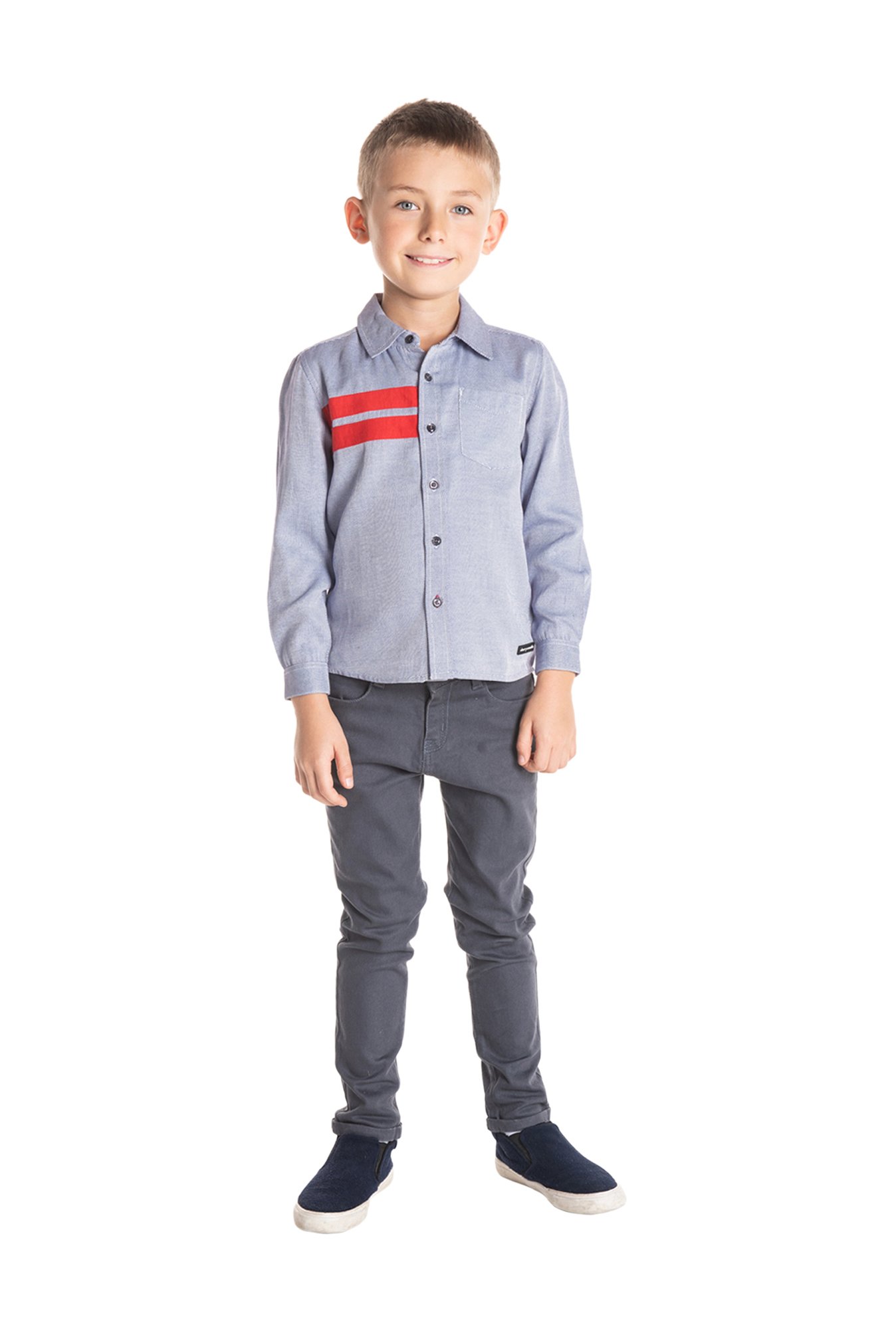 Cherry Crumble By Nitt Hyman Boys Grey Textured Shirt
