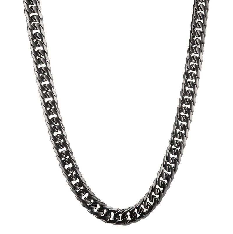 Men's Crucible Blackplated Stainless Steel Polished Curb Chain