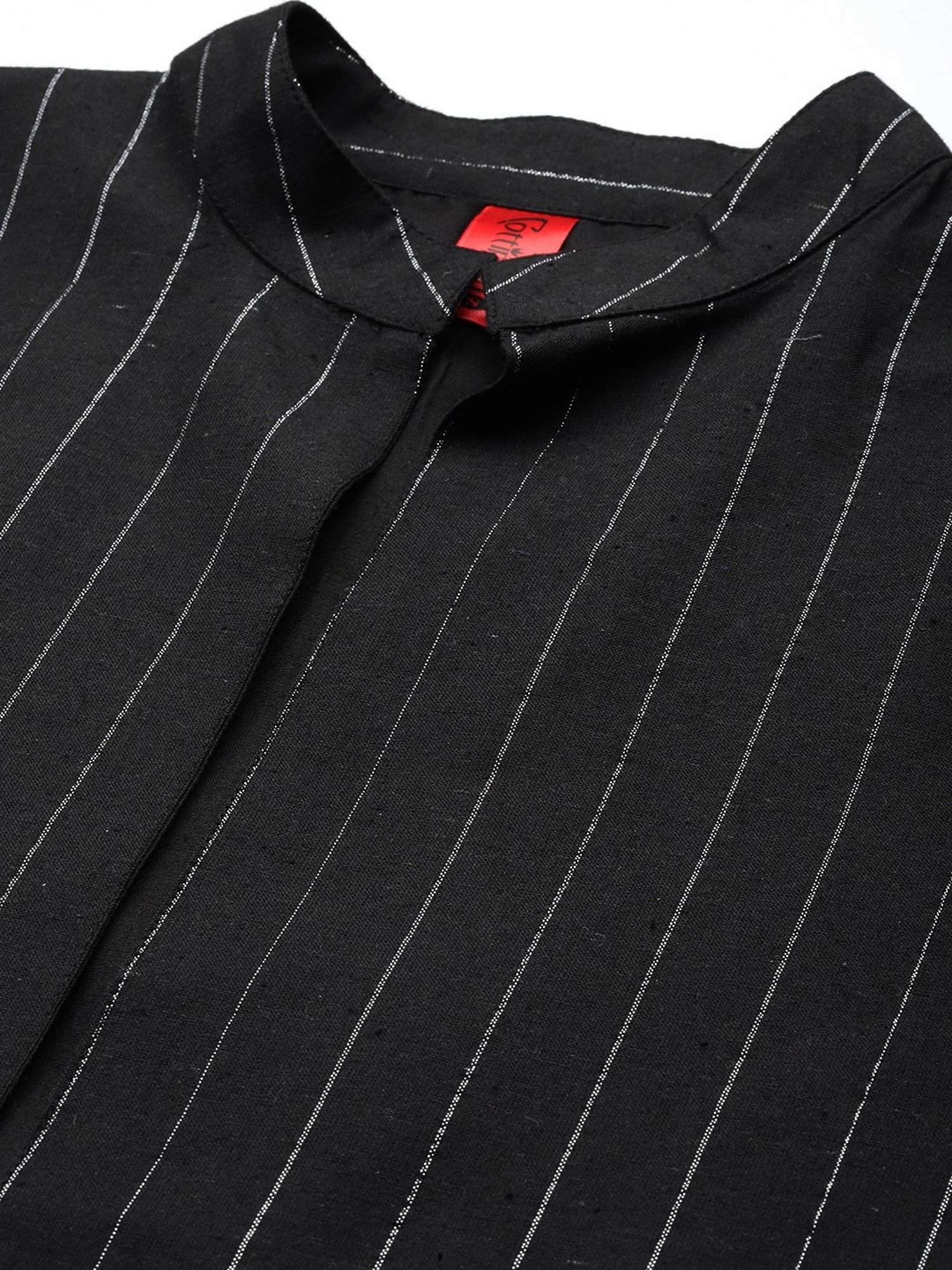 Cottinfab Black Cotton Striped Co-Ord Set