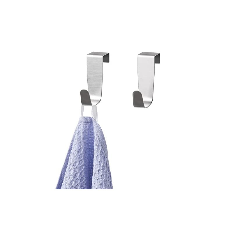 Over the Cabinet Door Single Hooks, Set of 2, Stainless Steel