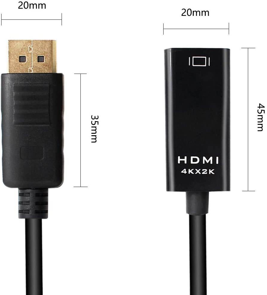 4K2K DisplayPort to HDMI Adapter, DP Display Port to HDMI Converter Male to Female Gold-Plated Cord Compatible for Lenovo Dell HP and Other Brand