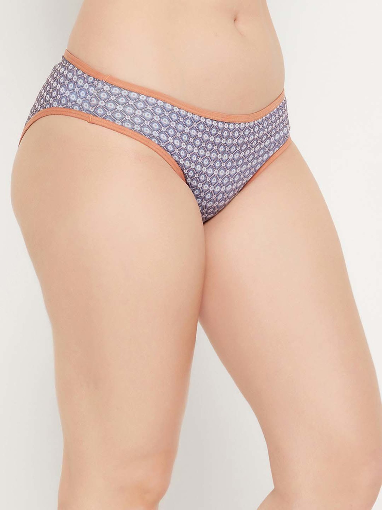 Clovia Grey Printed Bikini Panty