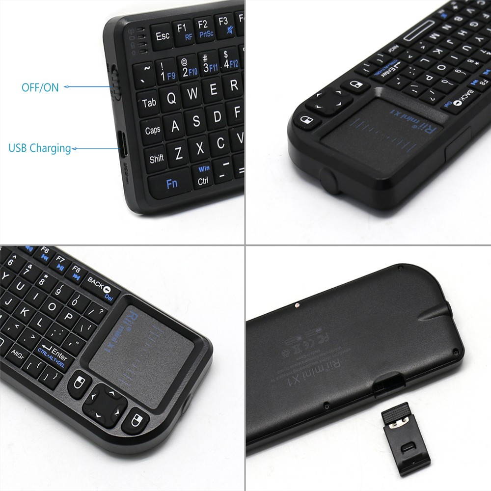 Rii Mini X1 Handheld 2.4G Wireless Keyboard Touchpad Air Mouse Gaming Keyboards for Laptop PC Notebook Smart TV Android TV BOX