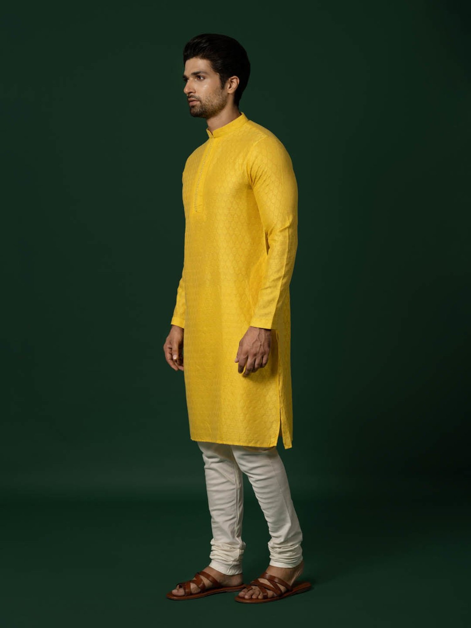 Manthan Fawn & White Regular Fit Kurta