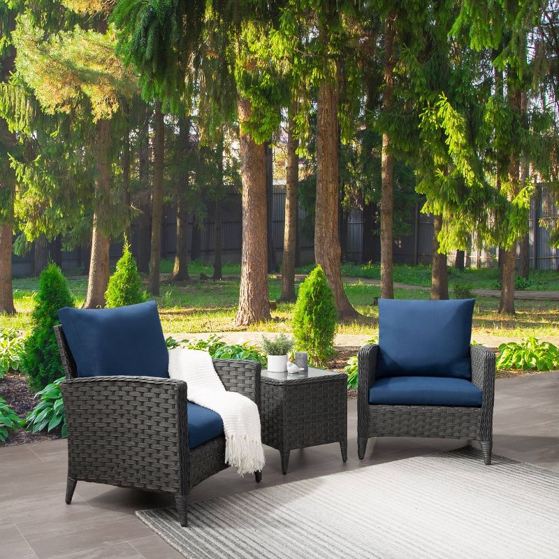 3pc Parkview Chair Patio Set - Navy - CorLiving