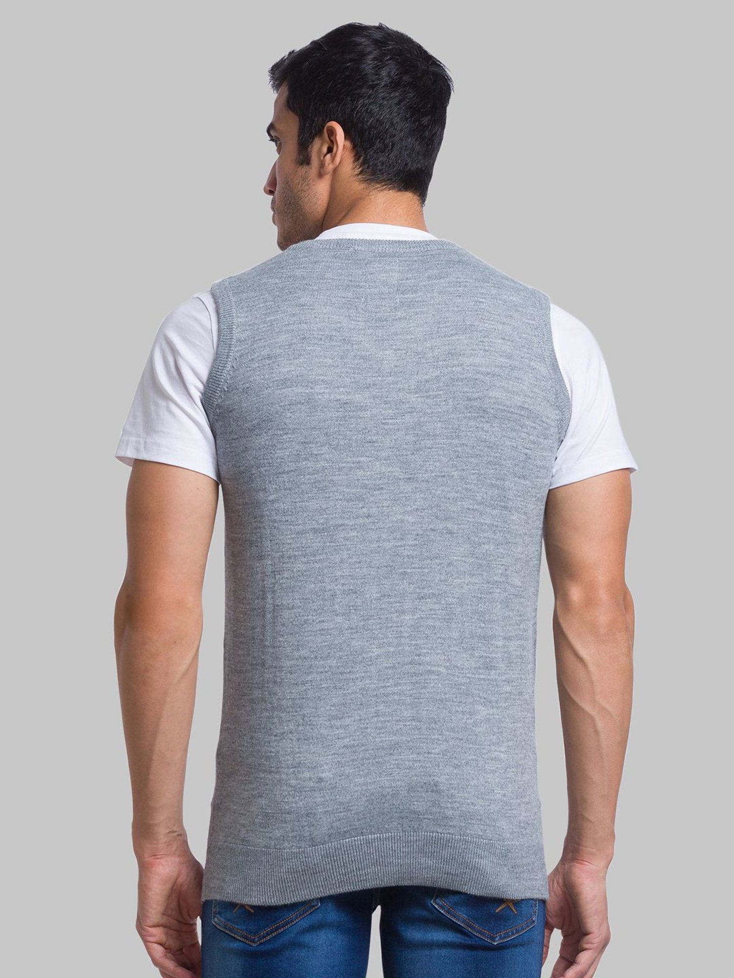 Parx Grey Regular Fit Printed Sweater