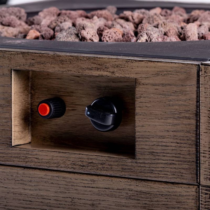 Square Fire Pit With Wood Grain Finish 23.5" - Legacy Heating