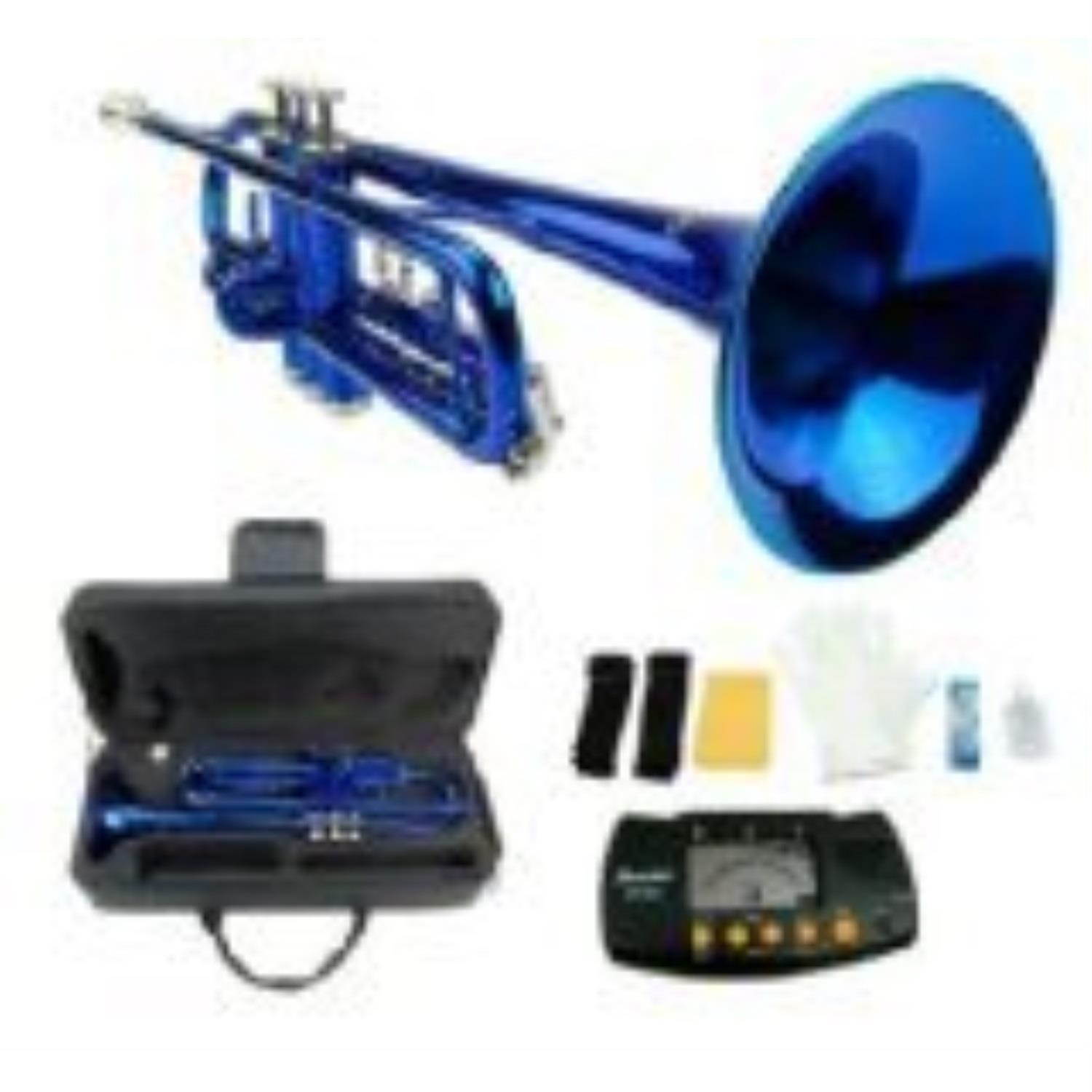 merano b flat blue/silver trumpet with case+mouth piece+valve oil+metro tuner