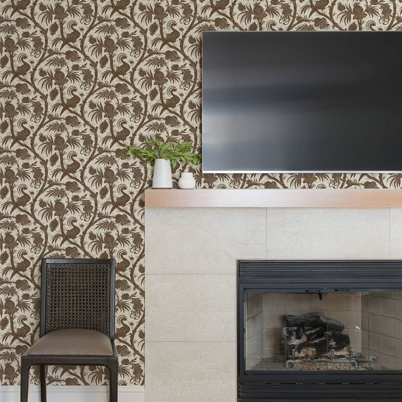 Brewster Java Balinese Peacock Scalamandre Self Adhesive Wallpaper