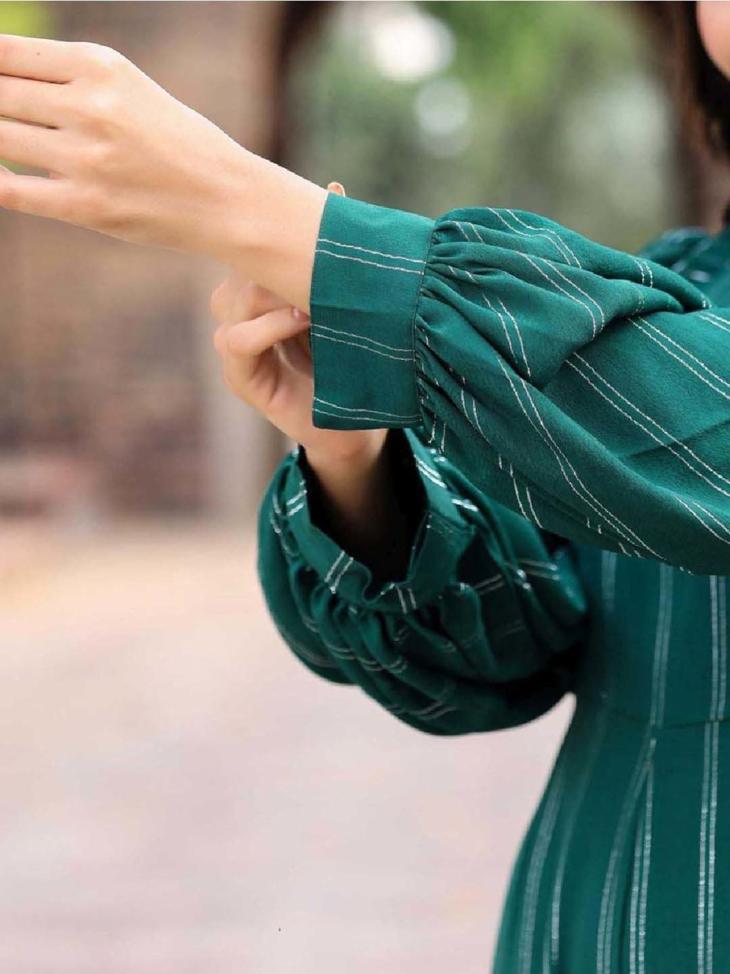 Lirose Green Double Line Lurex Jumpsuit