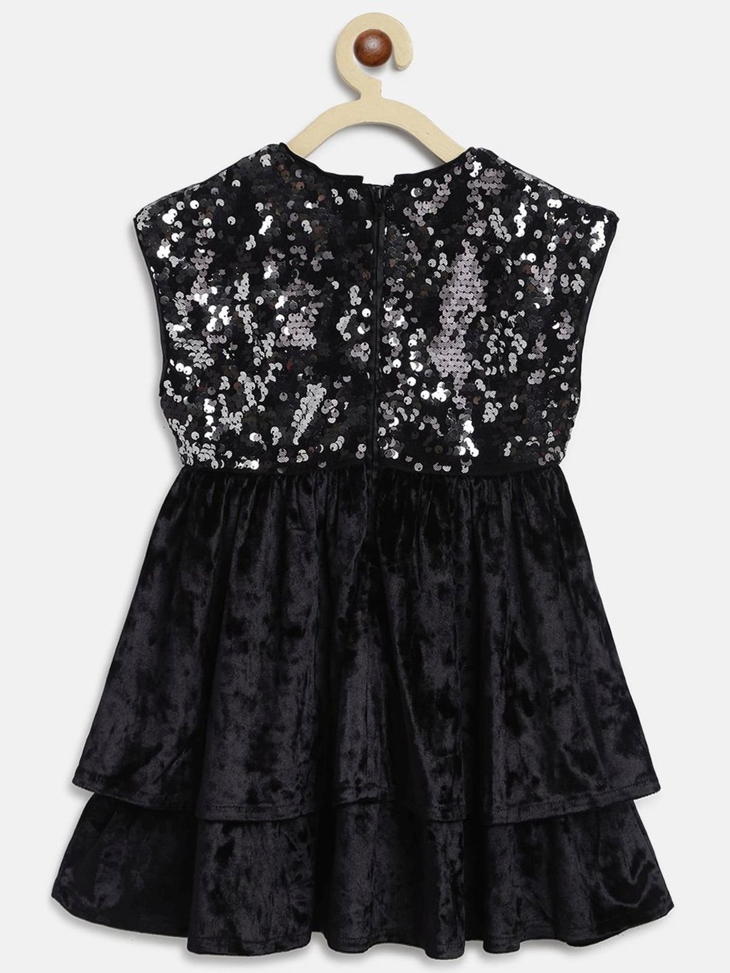 Chicco Kids Black Cotton Sequence Dress