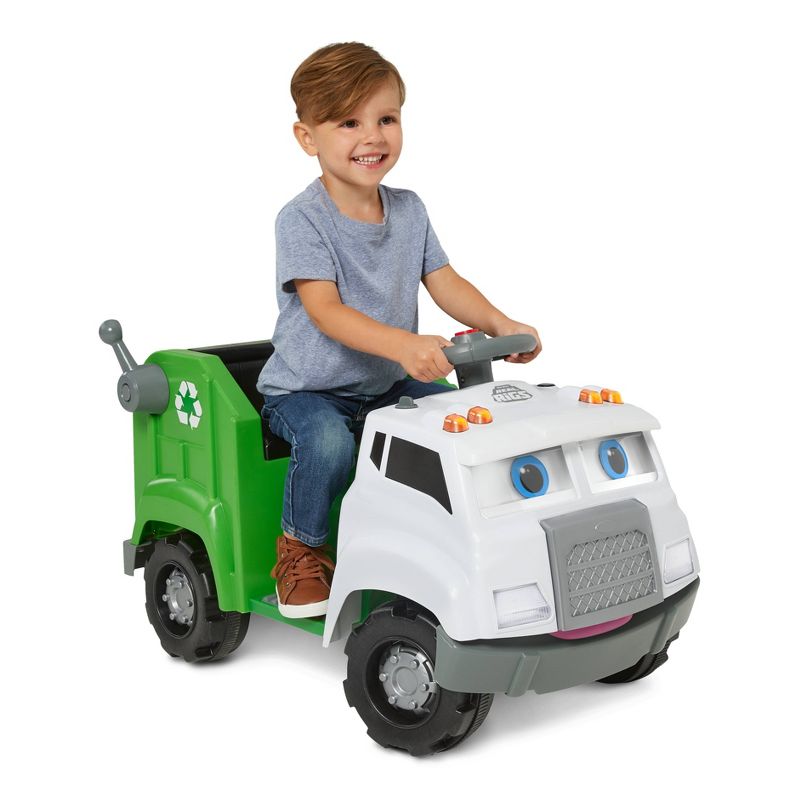 Kid Trax 6V Real Rigs Recycling Truck Interactive Powered Ride-On - Green/White