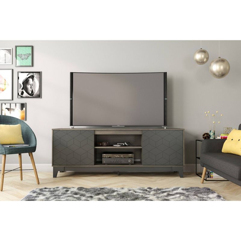 Hexagon TV Stand for TVs up to 72" Charcoal Gray - Nexera