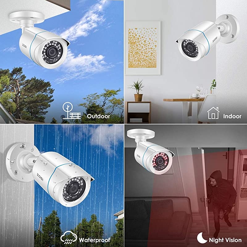 1080P H.265+ Home Security Camera System,5MP Lite 8 Channel CCTV DVR Recorder with Hard Drive 1TB and 8 x 1080p Weatherproof Bullet Camera Outdoor Indoor with 80ft Night Vision, Motion Alerts