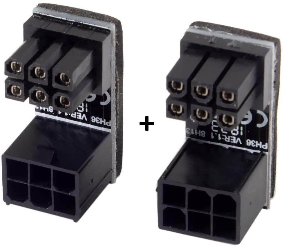 6 Pin Female to 6 pin Male 180 Degree Angled Adapter for Desktops Graphics Card - 6PIN power cable from vertical to horizontal direction for Desktops Graphics Card