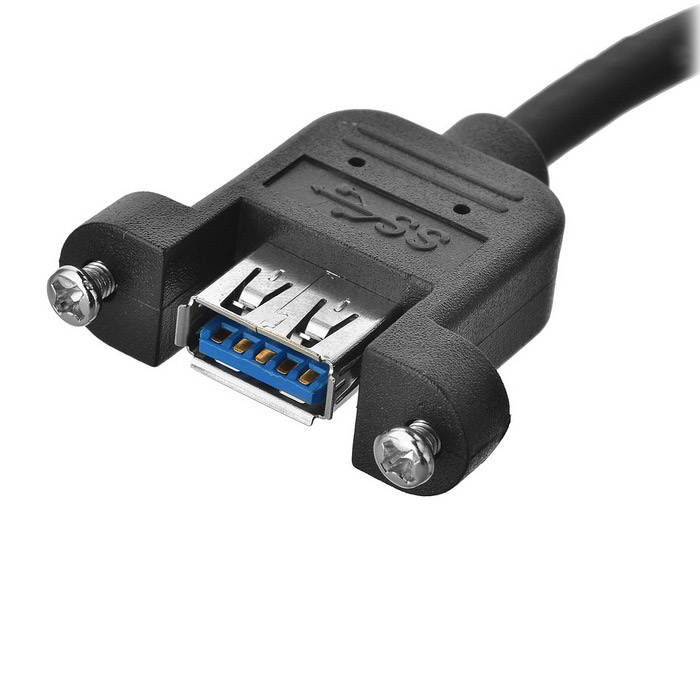 CY USB 3.0 Dual Ports A Female Screw Mount Type to Motherboard 20pin Header cable Black U3-162-BK