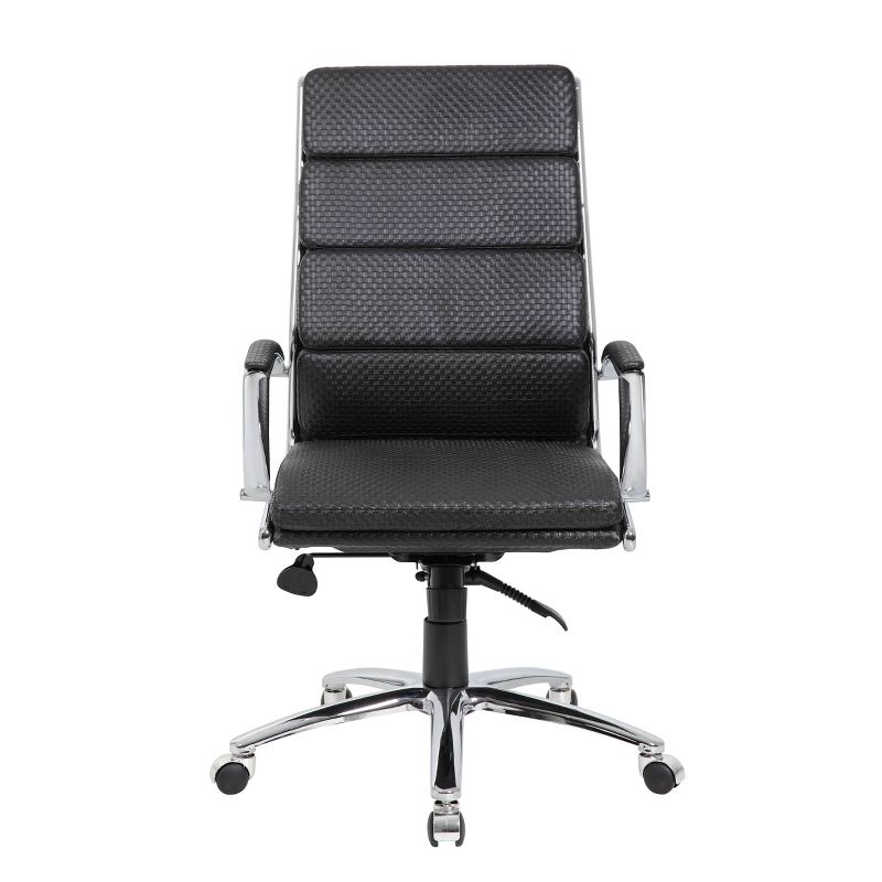 Executive Vinyl Chair with Metal Chrome Finish Black - Boss Office Products