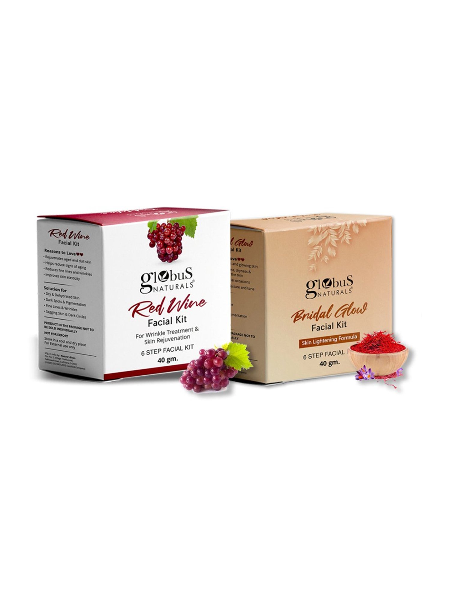 Globus Naturals Red Wine & Bridal Glow Facial Kit Combo