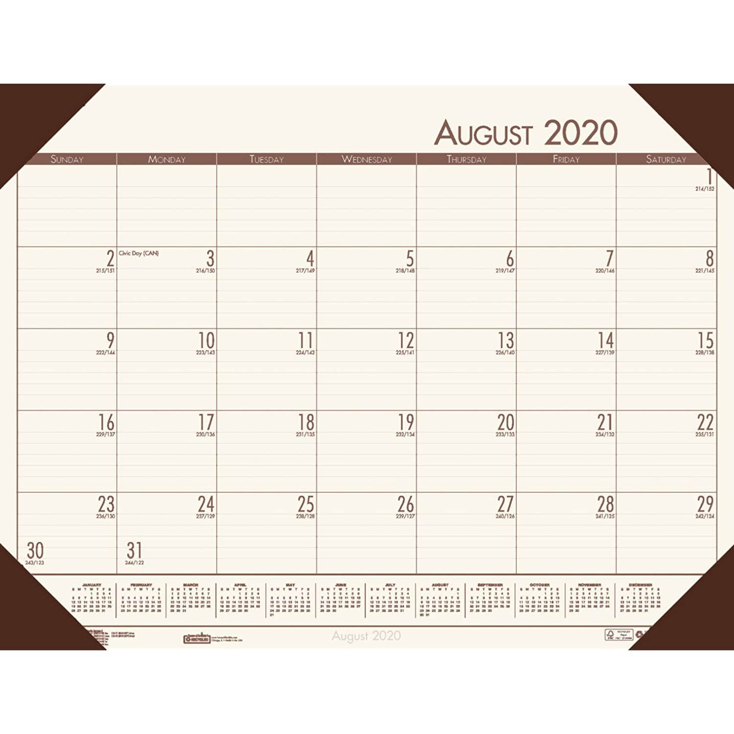 House of Doolittle 2020-2021 Academic Desk Pad Calendar, EcoTones, Cream, 18.5 x 13 Inches, August - July (HOD012541-21)