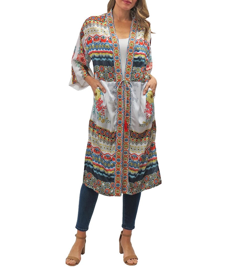 Caroline Rose Tissue Linen Bracelet Sleeve Shirt Jacket