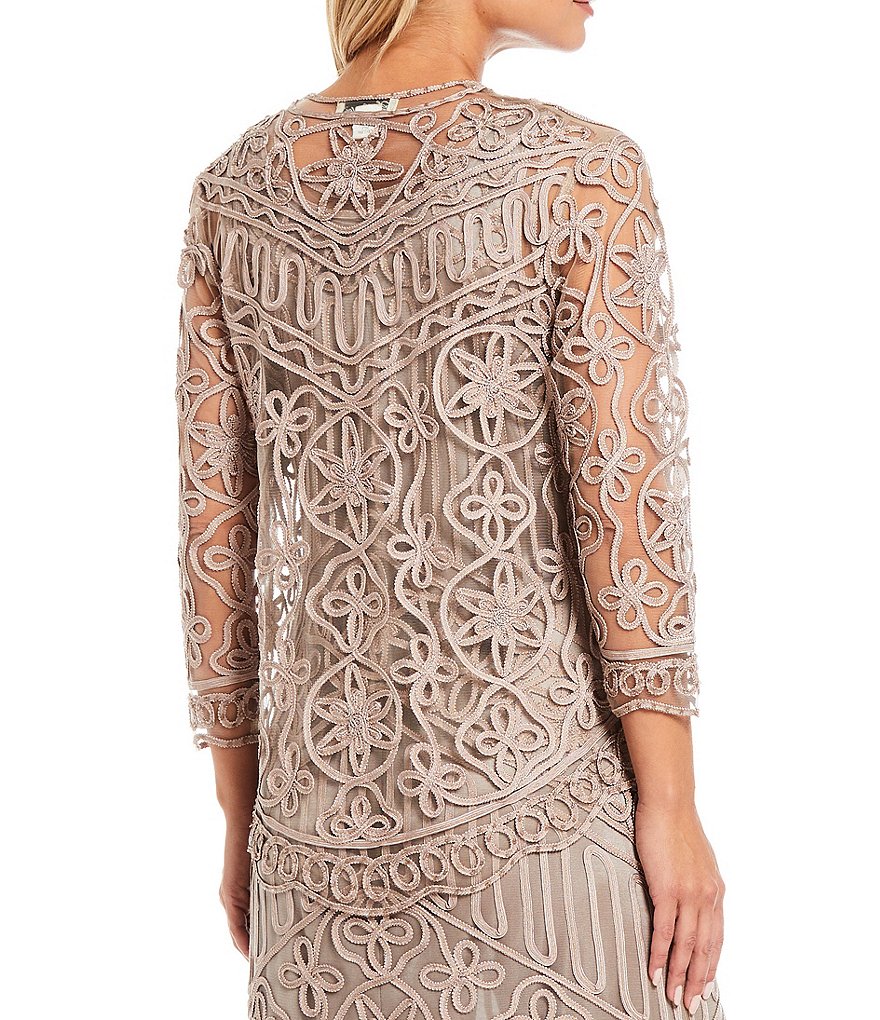Soulmates Beaded Two-Piece Scoop Neck Embroidered Jacket Dress
