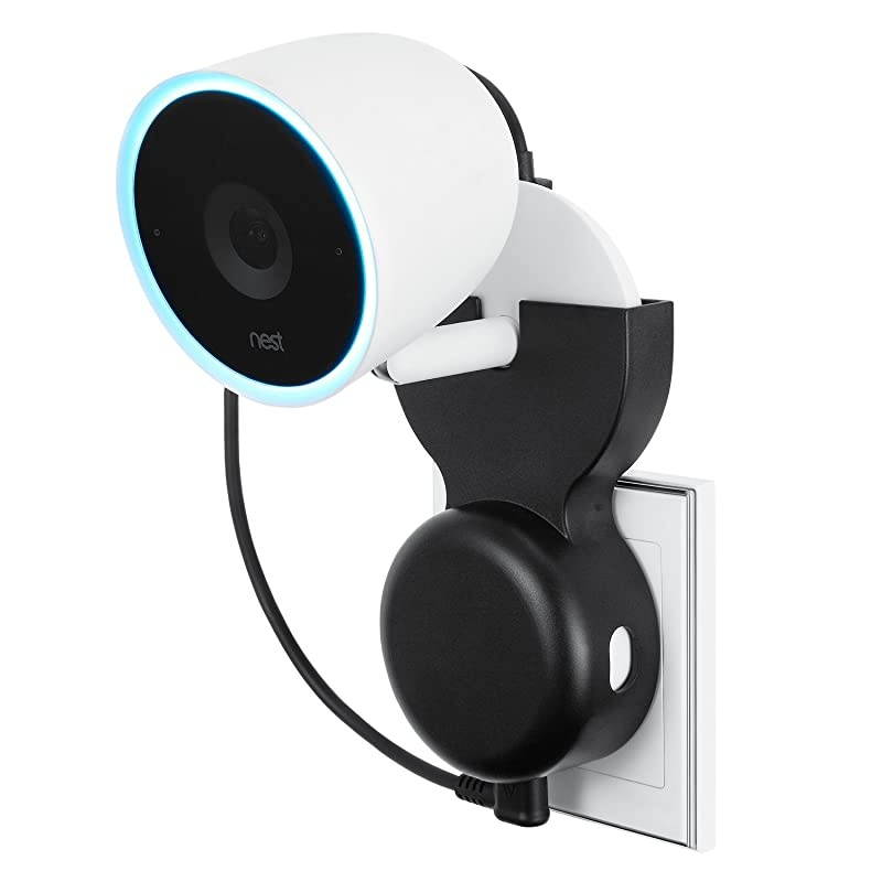 AC Outlet Mount Compatible with Nest Cam IQ Indoor 130Degree Swivel Wall Plug Mount with No Messy Wires or Screws White