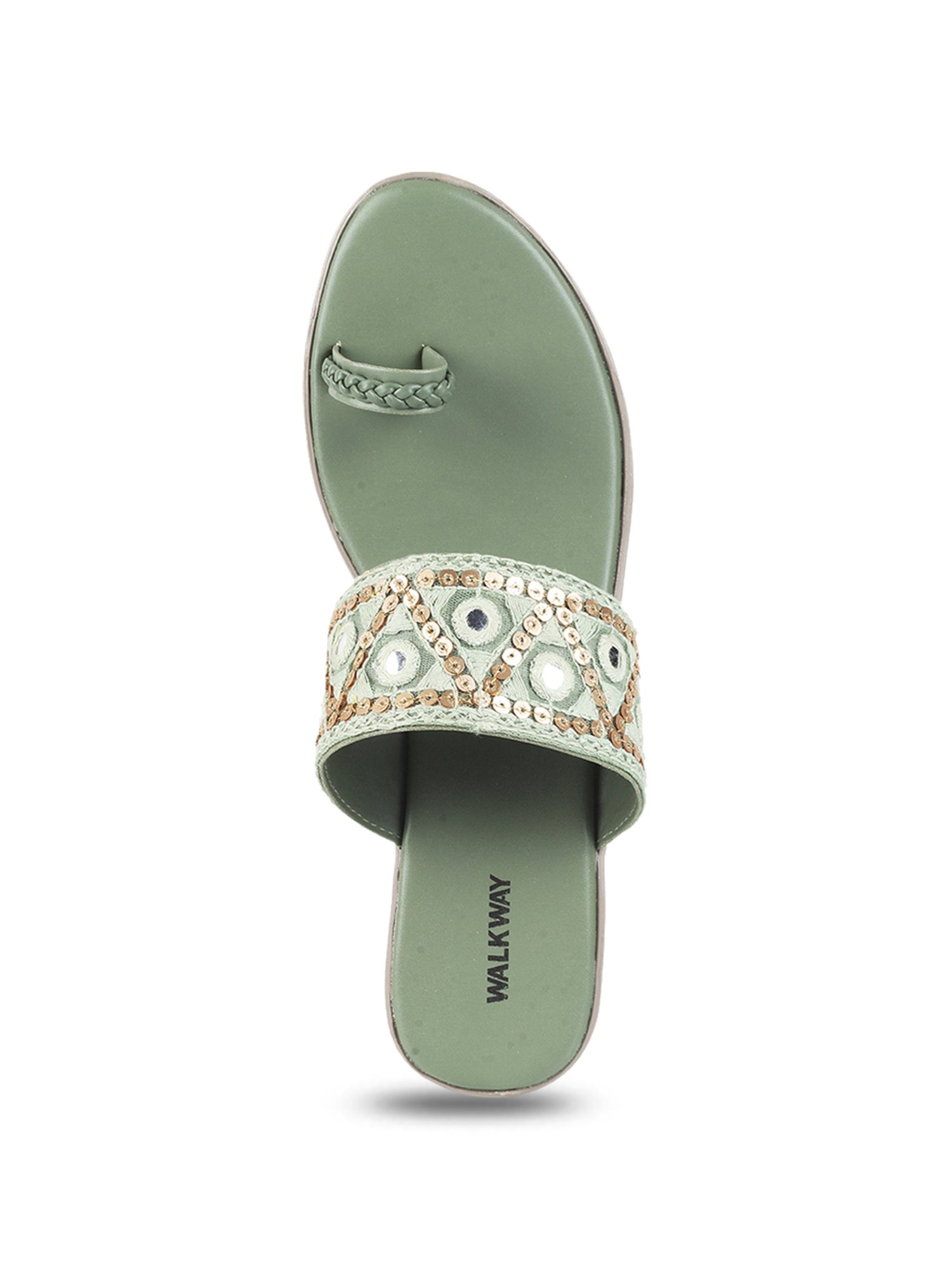 Walkway Women's Green Toe Ring Wedges