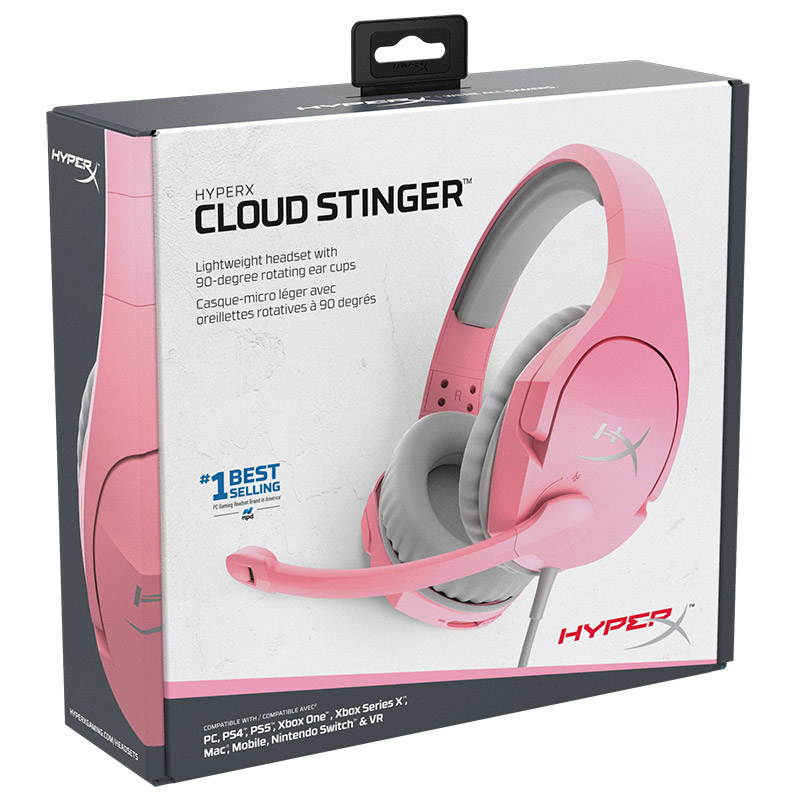 HyperX Cloud Stinger Head-mounted Gaming Headset with Noise Reduction Microphone for PC Game Console Cellphone Pink