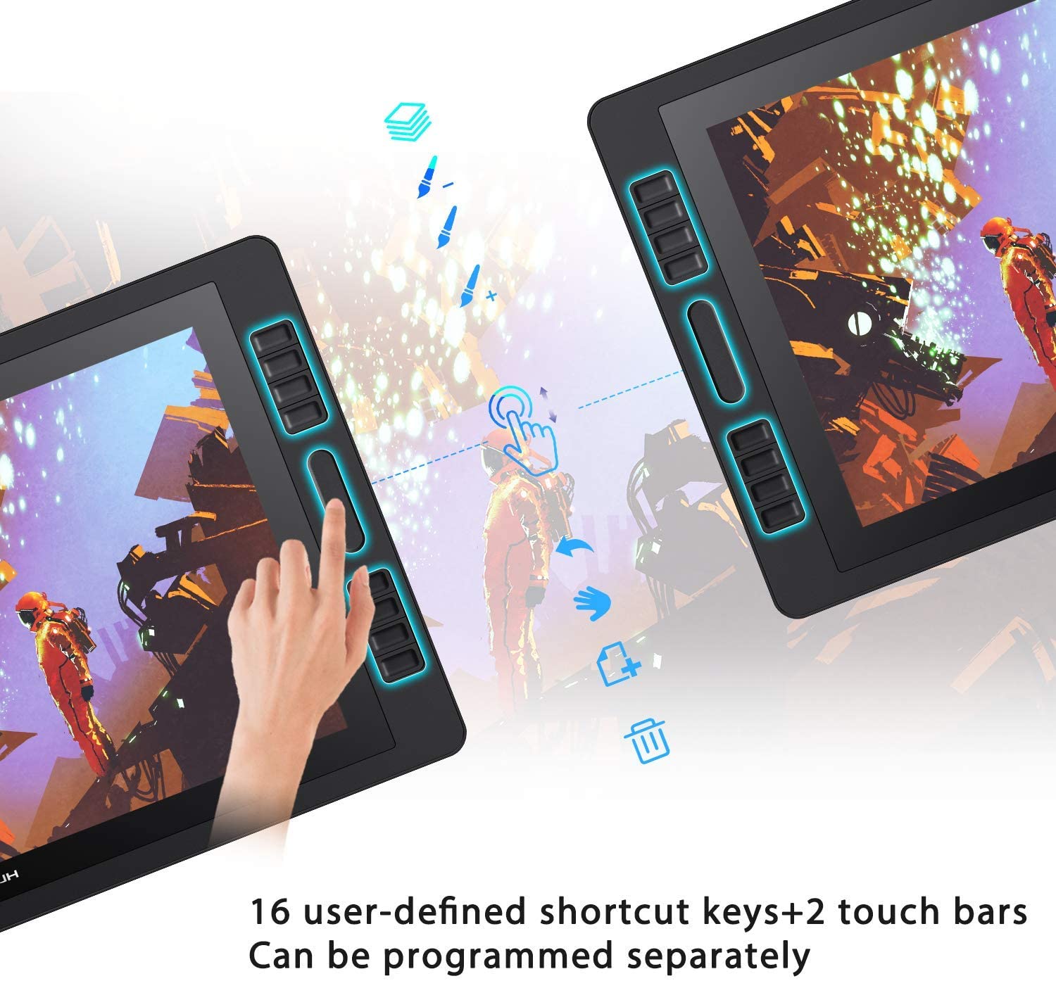 2019 Huion KAMVAS Pro 20 Drawing Monitor Tilt Function Battery-Free Stylus 8192 Pen Pressure with 16 Press Keys and 2 Touch Bars - 19.5 Inch