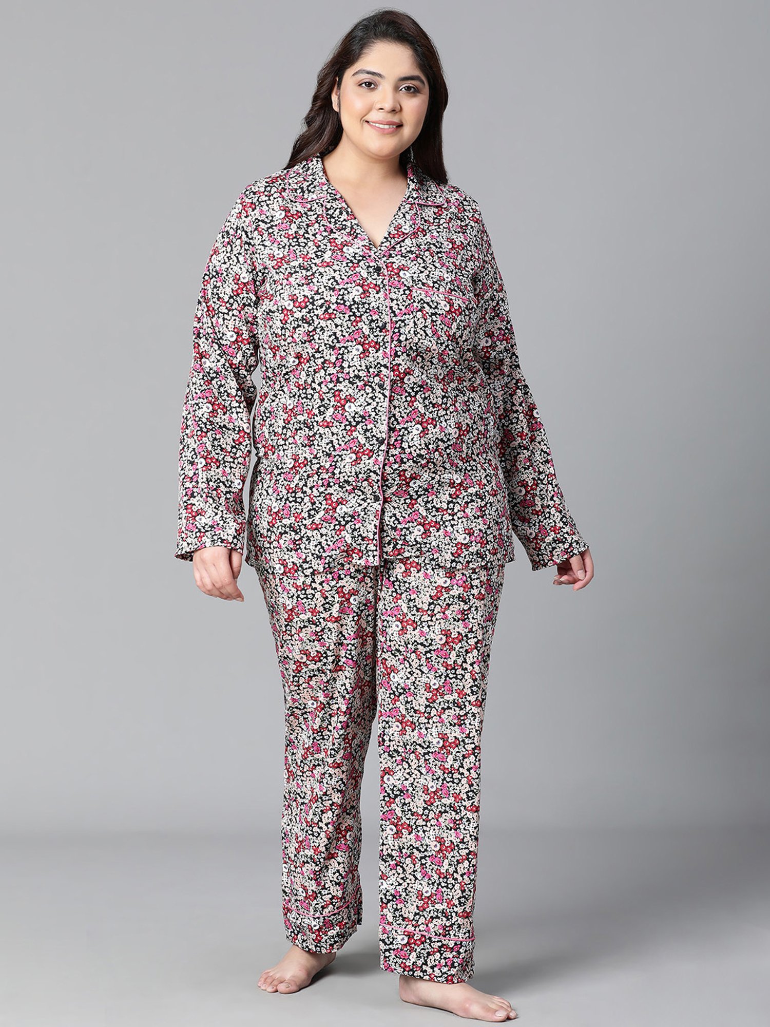 Oxolloxo Multicolor Floral Print Night Shirt