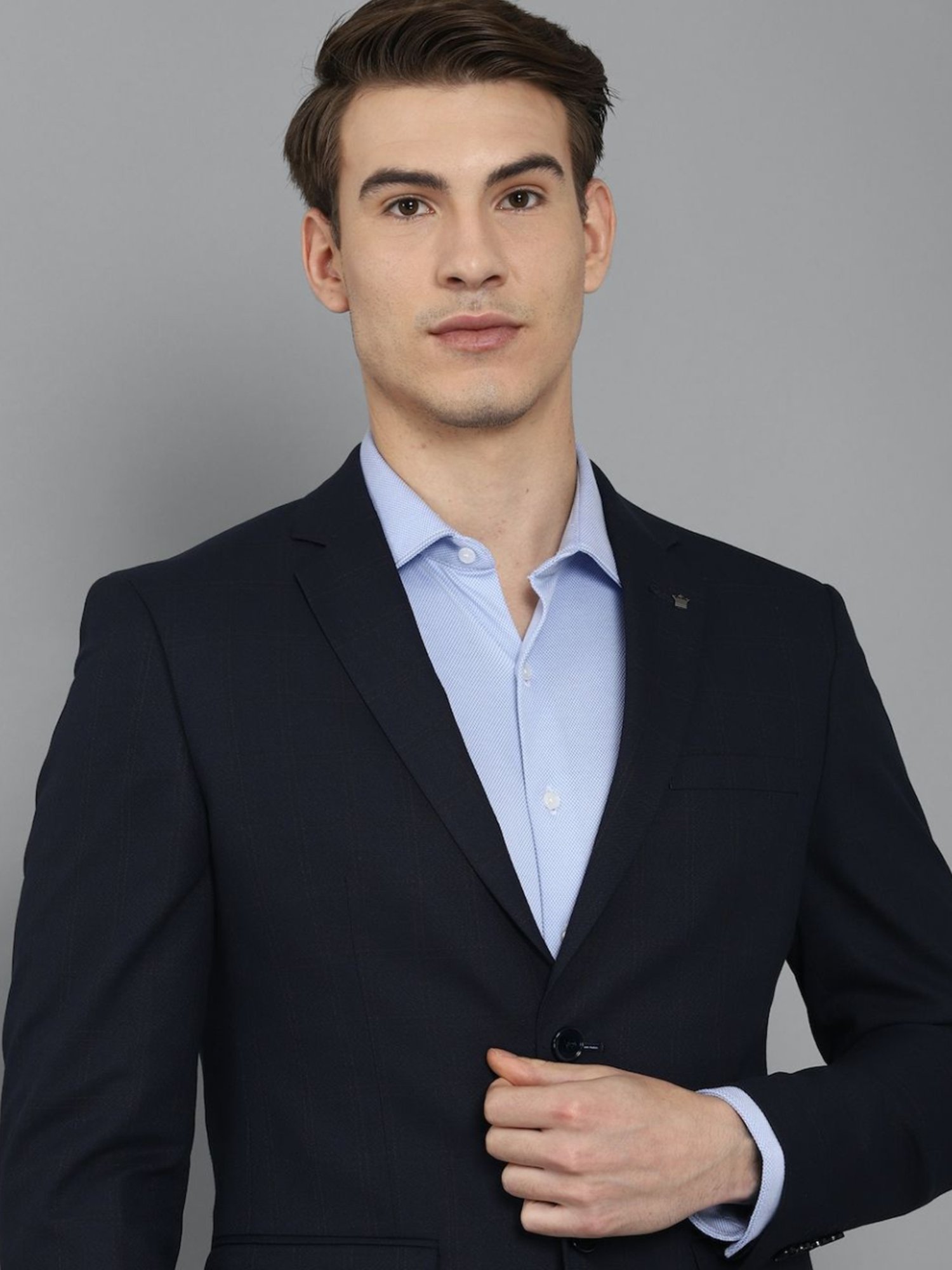 Louis Philippe Navy Slim Fit Checks Blazers