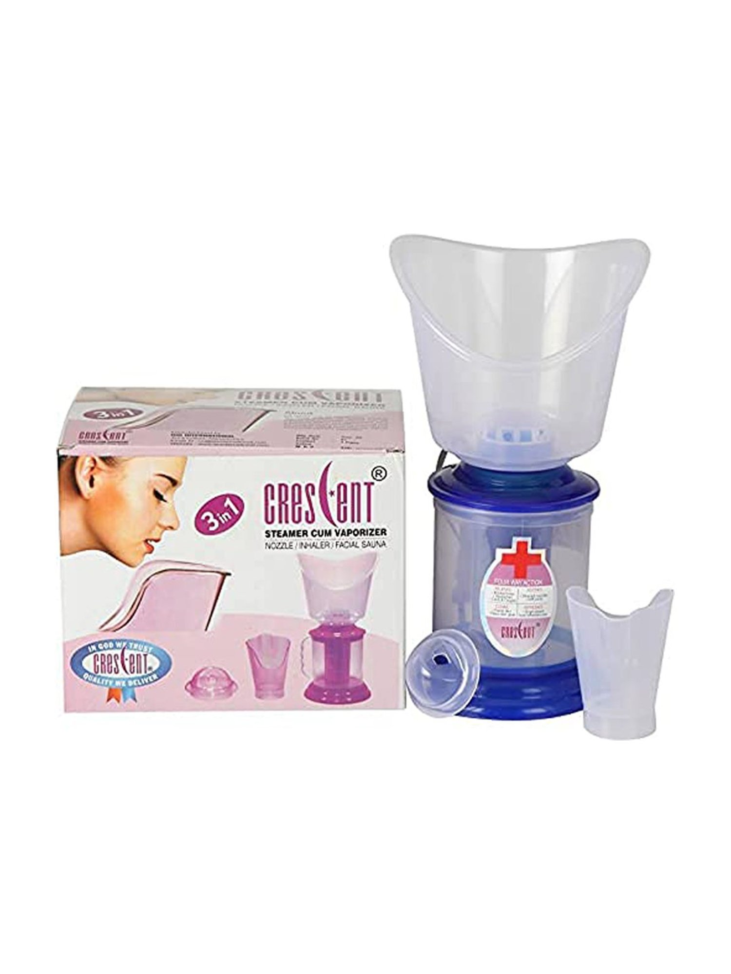 Crescent 3 in 1 Facial Steamer for face, Steamer Vaporizer for Cold & Cough, Facial Sauna (Blue)