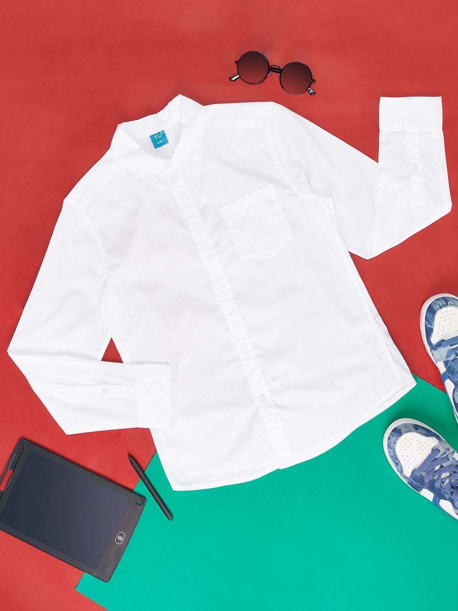 YU by Pantaloons Kids White Cotton Regular Fit Full Sleeves Shirt