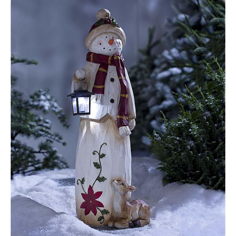Plow & Hearth - Woodland Snowman with Solar Lantern