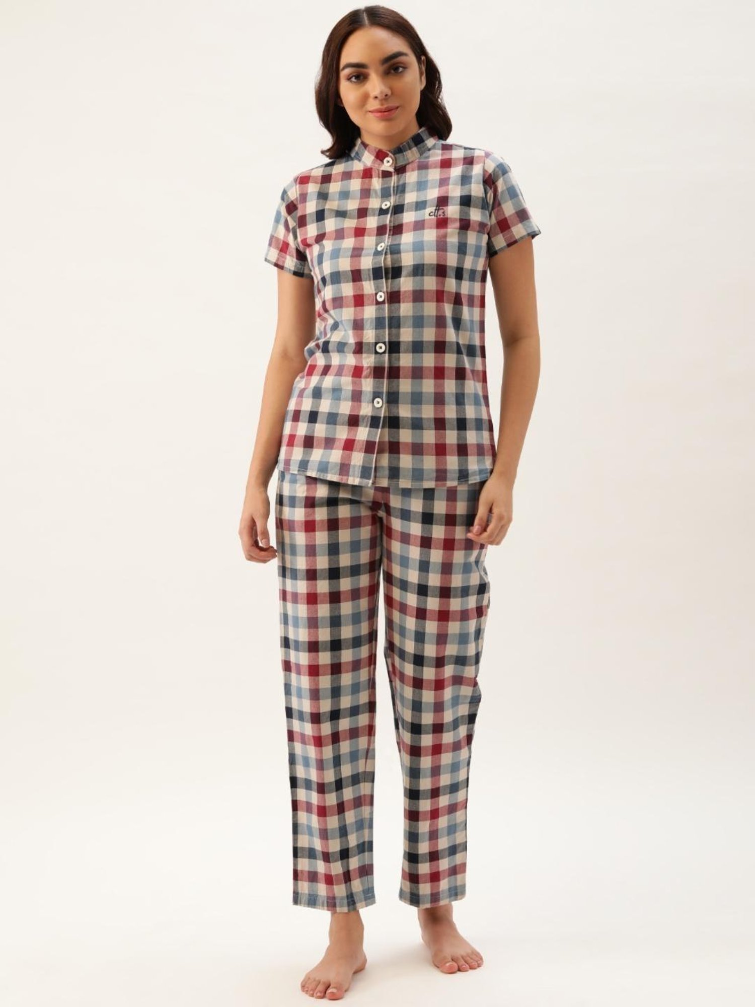 Clt.s Multicolor Checks Pajama Set