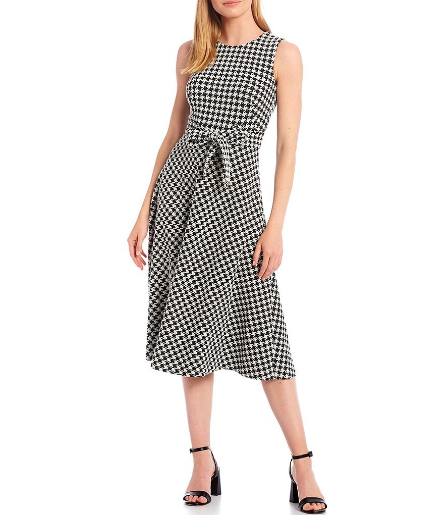 Vince Camuto Halter Bow Neck Sleeveless Midi Dress with Side Seam Pockets