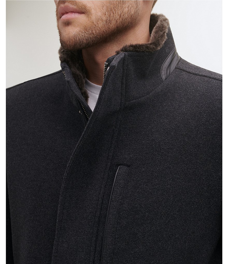 Cole Haan Long-Sleeve Wool-Blend Plush Car Coat
