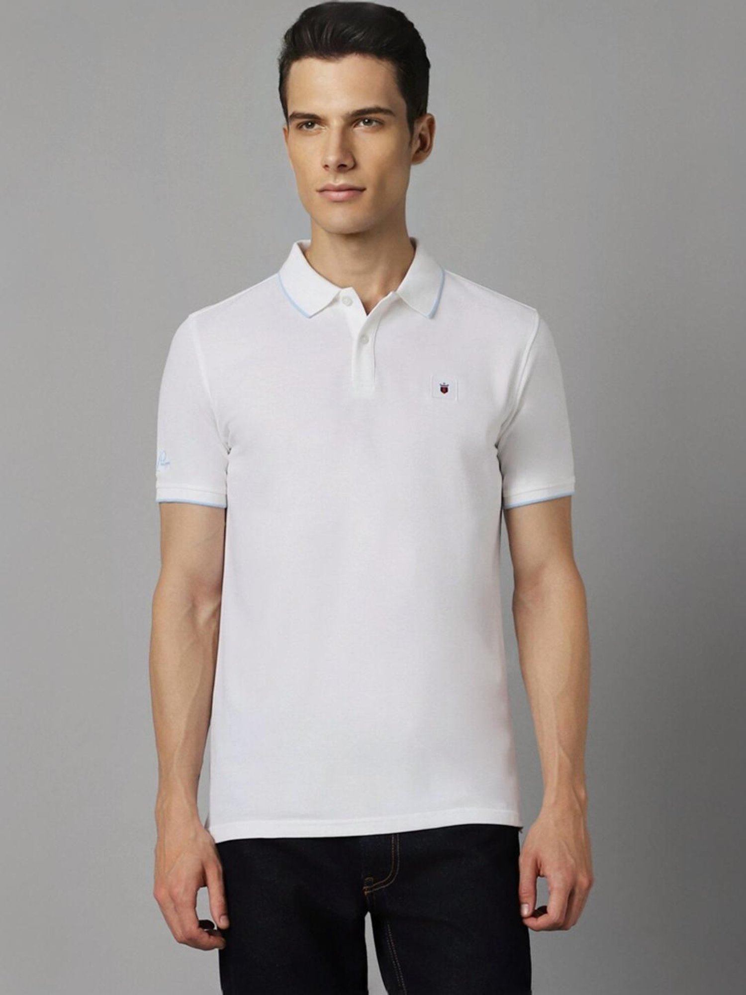 Louis Philippe Sport White Cotton Slim Fit Polo T-Shirt