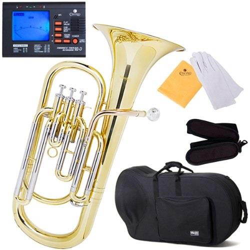 mendini mbr30 intermediate brass b flat baritone with stainless steel pistons