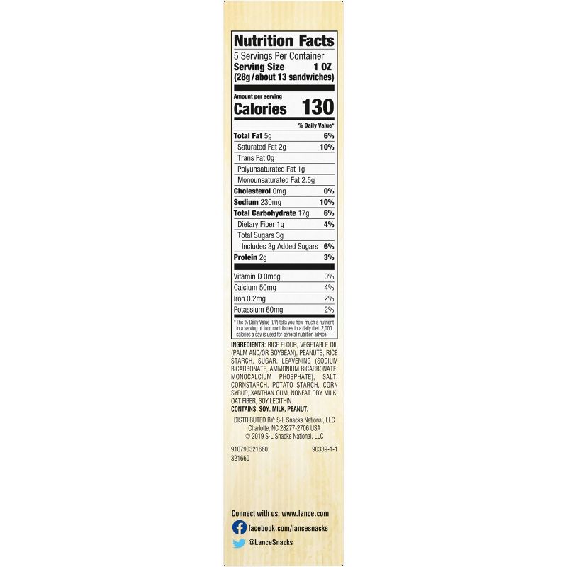Lance Real Peanut Butter Bite Size Sandwich Crackers - 5oz