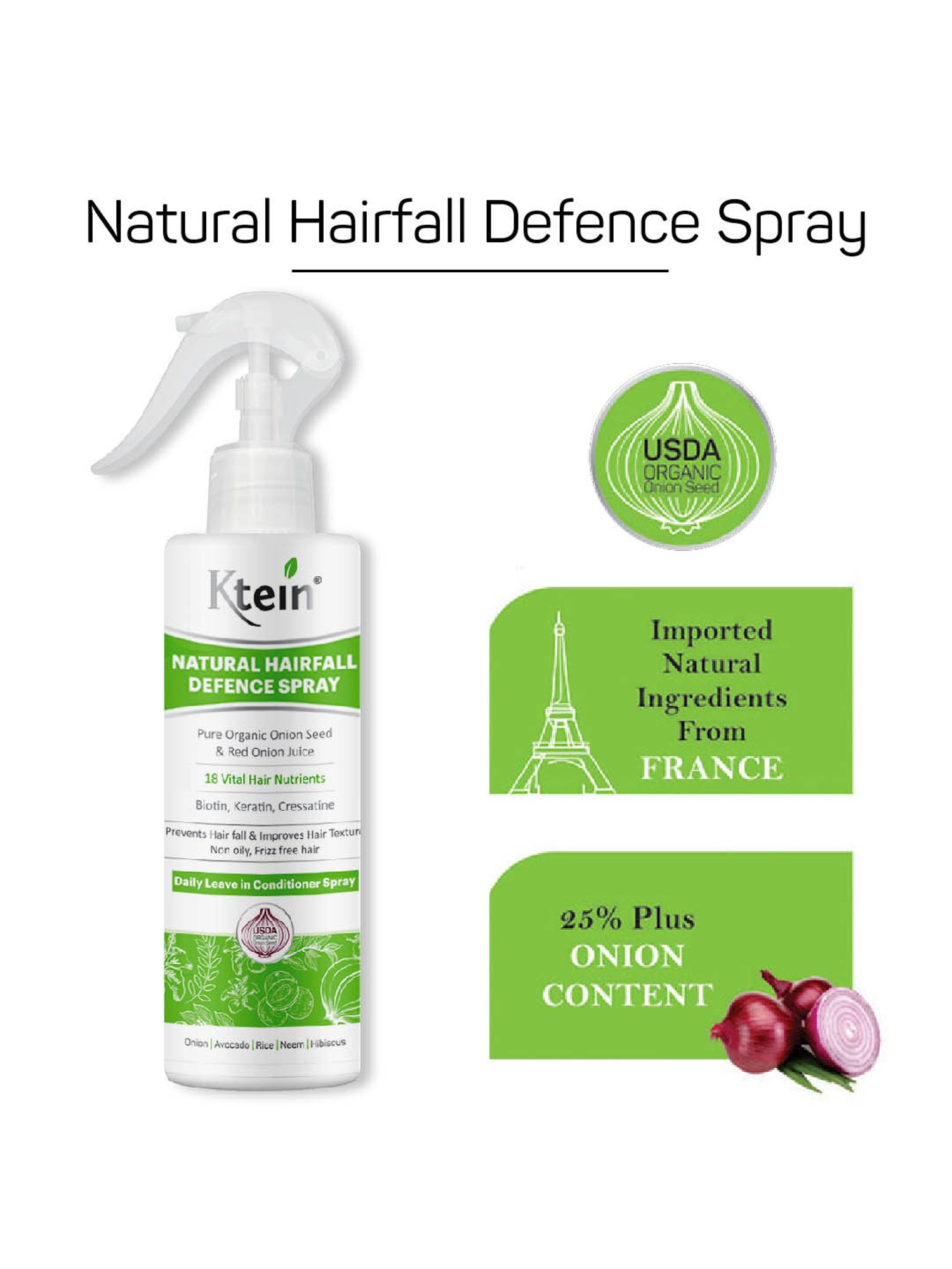Ktein Natural Hair Fall Defence Spray - 200 ml