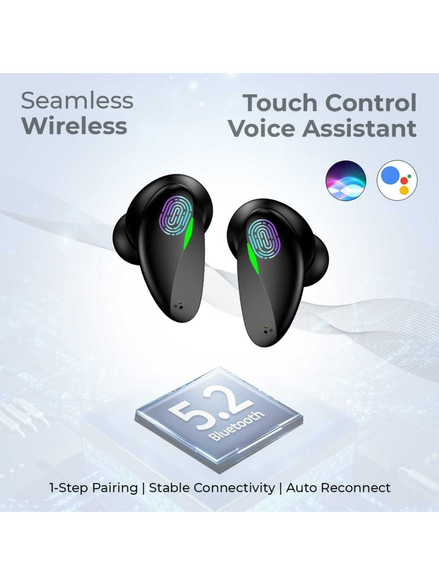 PTron Bassbuds B21 Bluetooth 5.2 Truly Wireless in Ear Earbuds with Mic, 24 Hours Playtime (Black)