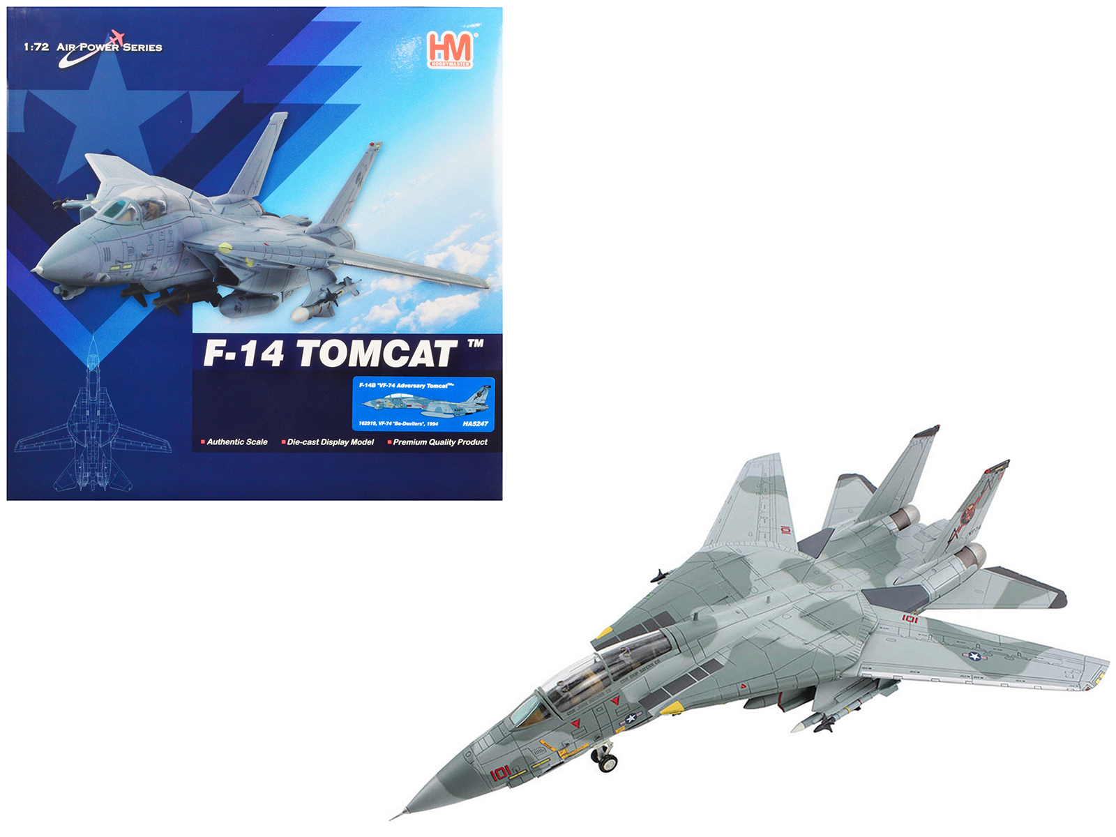 Grumman F-14B Tomcat Fighter Aircraft "VF-103 Jolly Rogers USS George Washington" (2000) United States Navy "Air Power Series" 1/72 Diecast Model by Hobby Master
