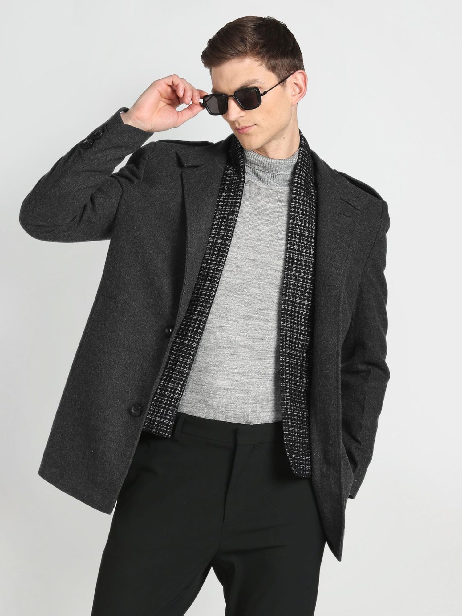 Arrow Sport Charcoal Regular Fit Overcoat