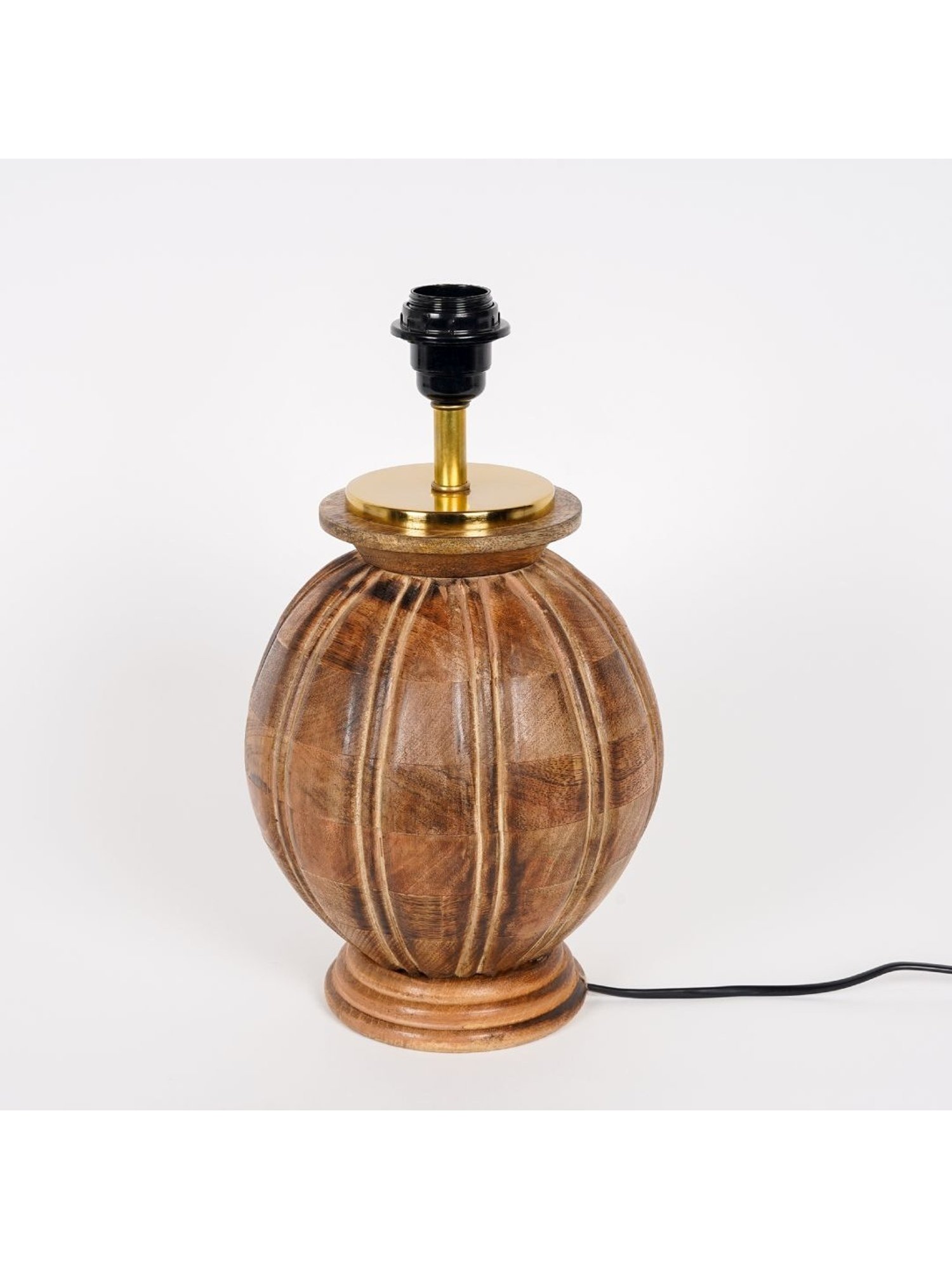 Kapoor Lamp Shades Natural Wood & Red Wood Astros Carved Cotton Shade Table Lamp